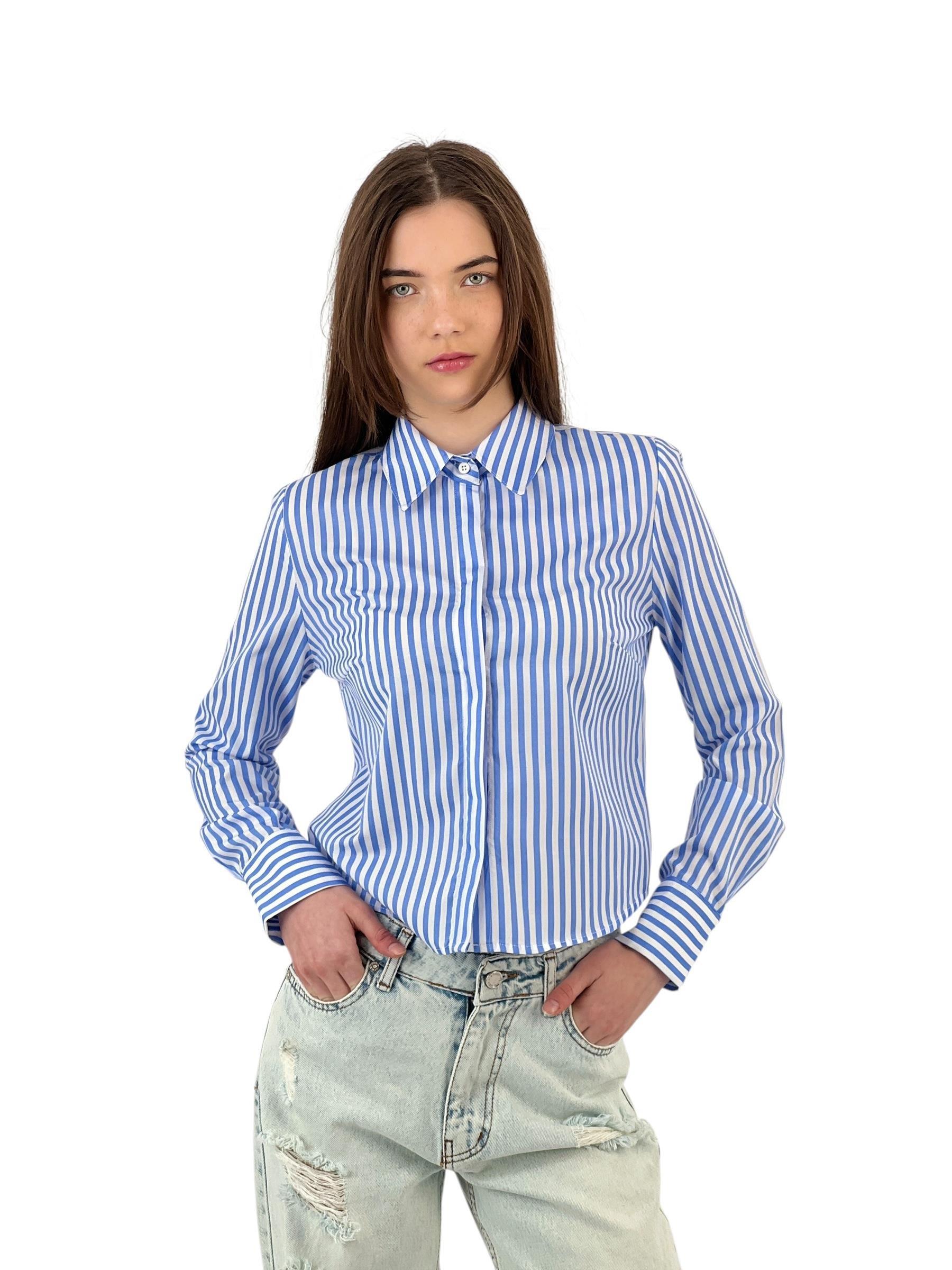 Klasik Çizgili Uzun Kollu Gömlek