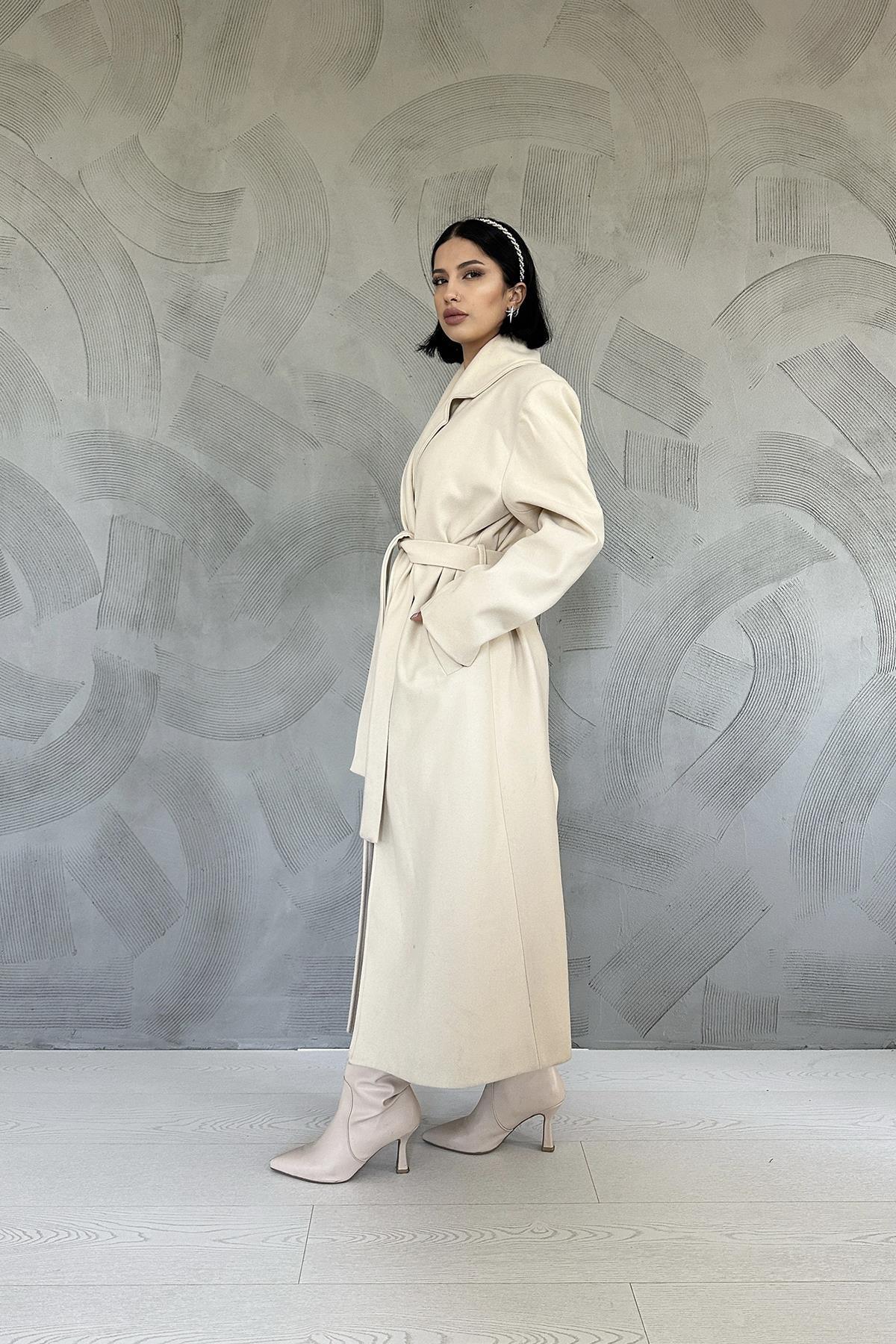 Kuşaklı Midi Kaban - Bej