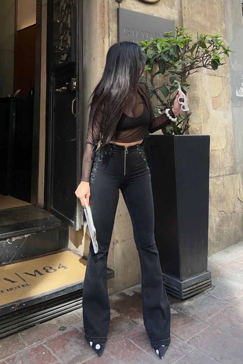 Kuşgözü Detaylı Bağcıklı Pantolon 7095-23-(26-31)