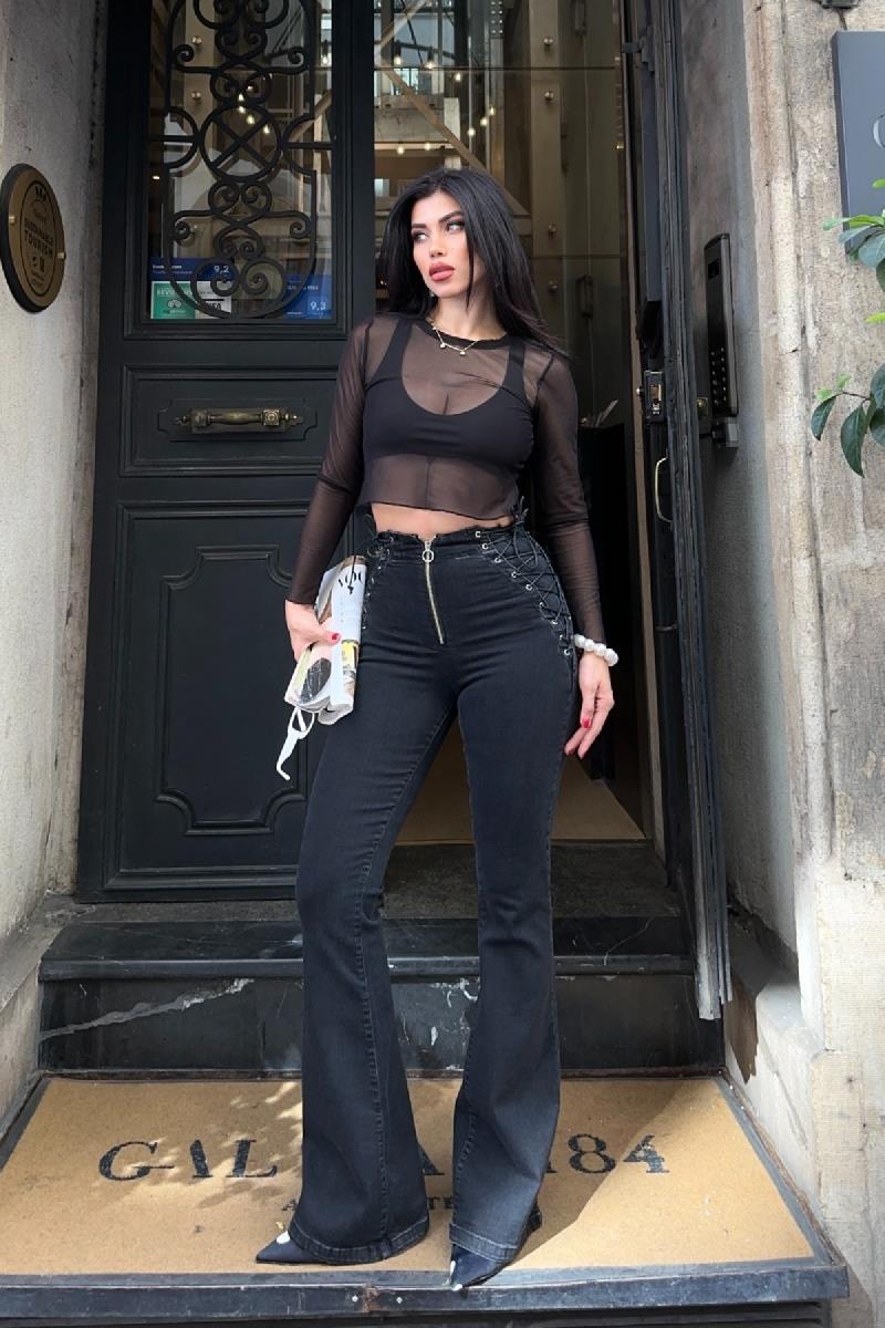 Kuşgözü Detaylı Bağcıklı Pantolon 7095-23-(26-31)