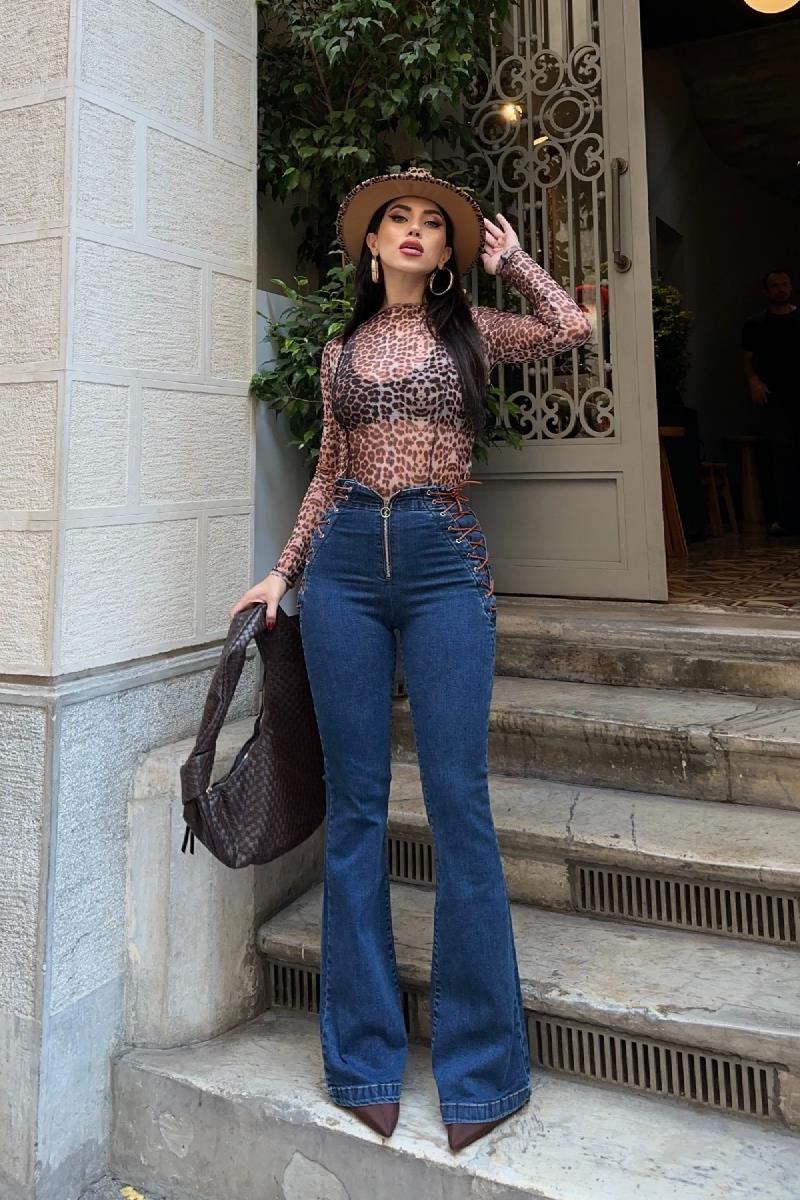 Kuşgözü Detaylı Bağcıklı Pantolon 7095-23-(26-31)