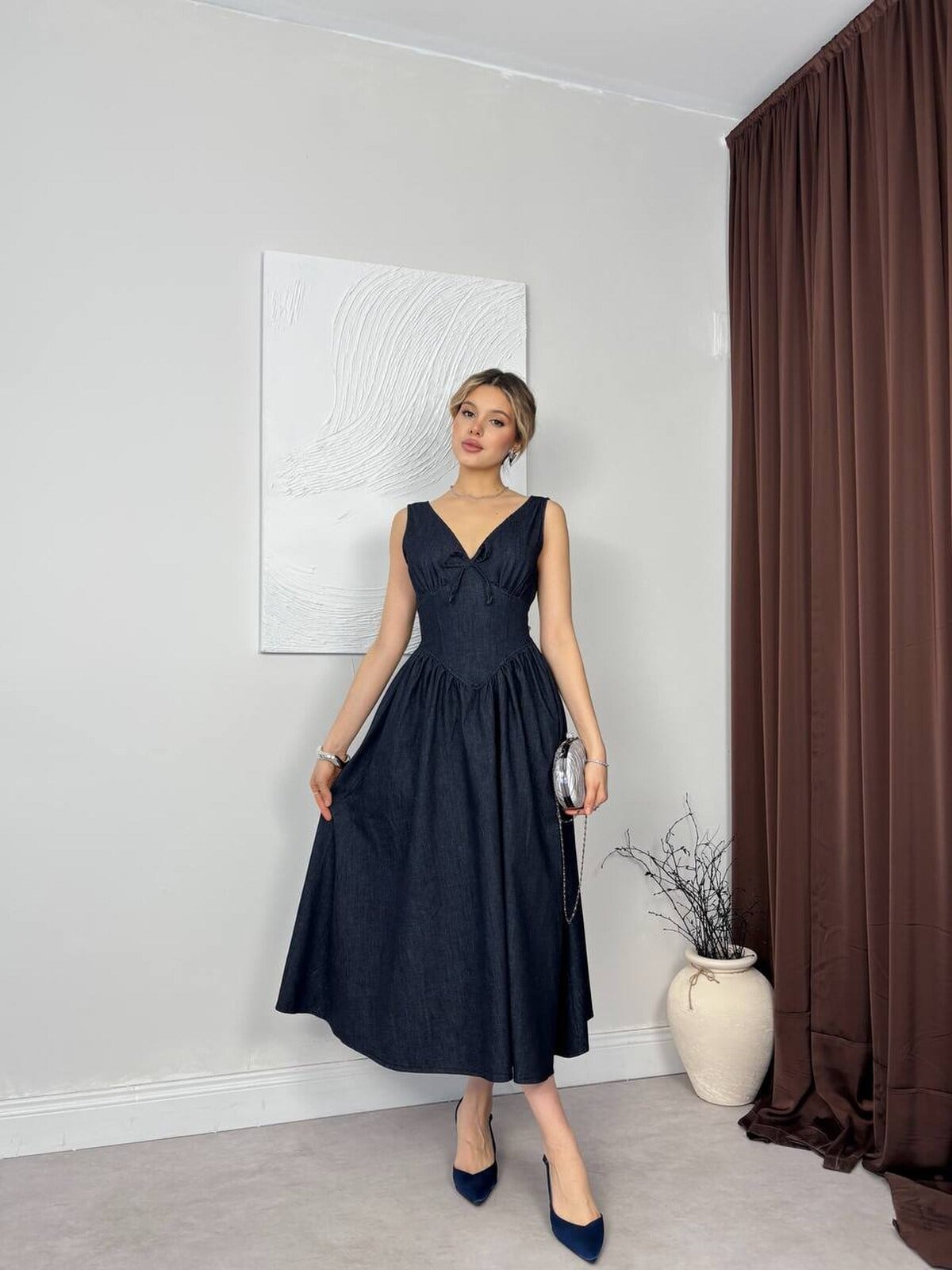 LACİVERT 30098 ELBİSE