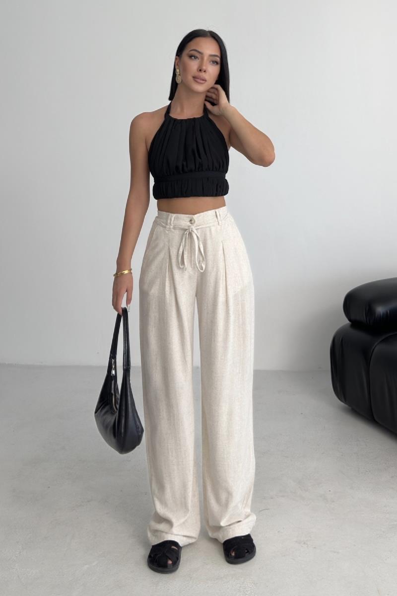 Lastikli Keten Pantolon HS707-80-(S-XL)