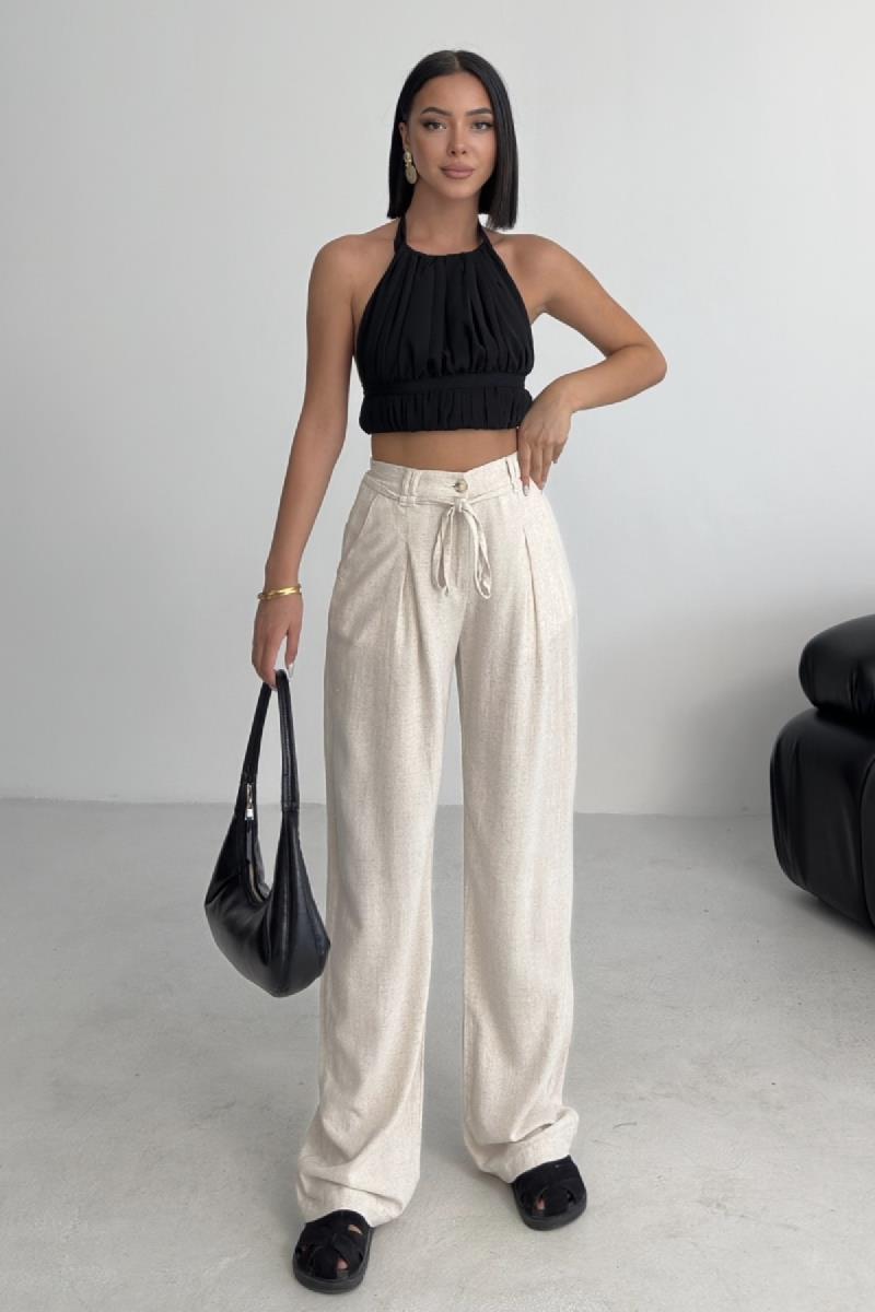 Lastikli Keten Pantolon HS707-80-(S-XL)