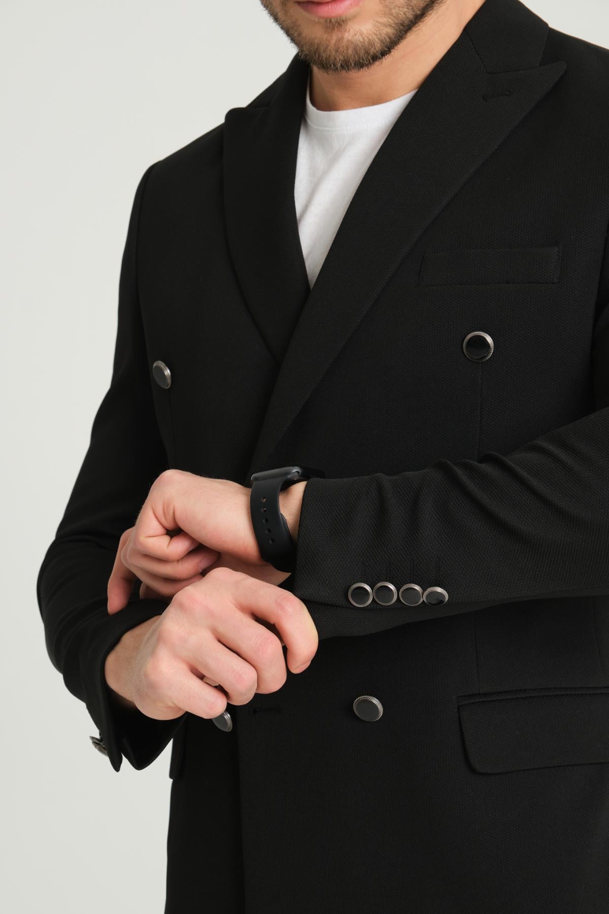 Men double-breasted suit wholesale Black color 692769