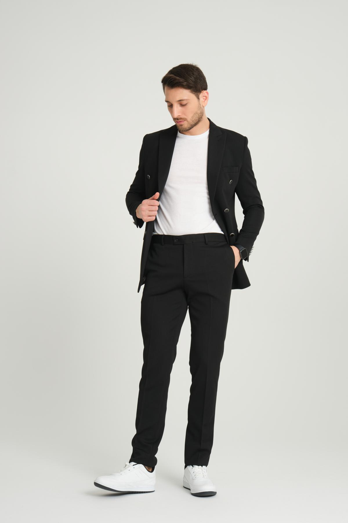 Men double-breasted suit wholesale Black color 692769