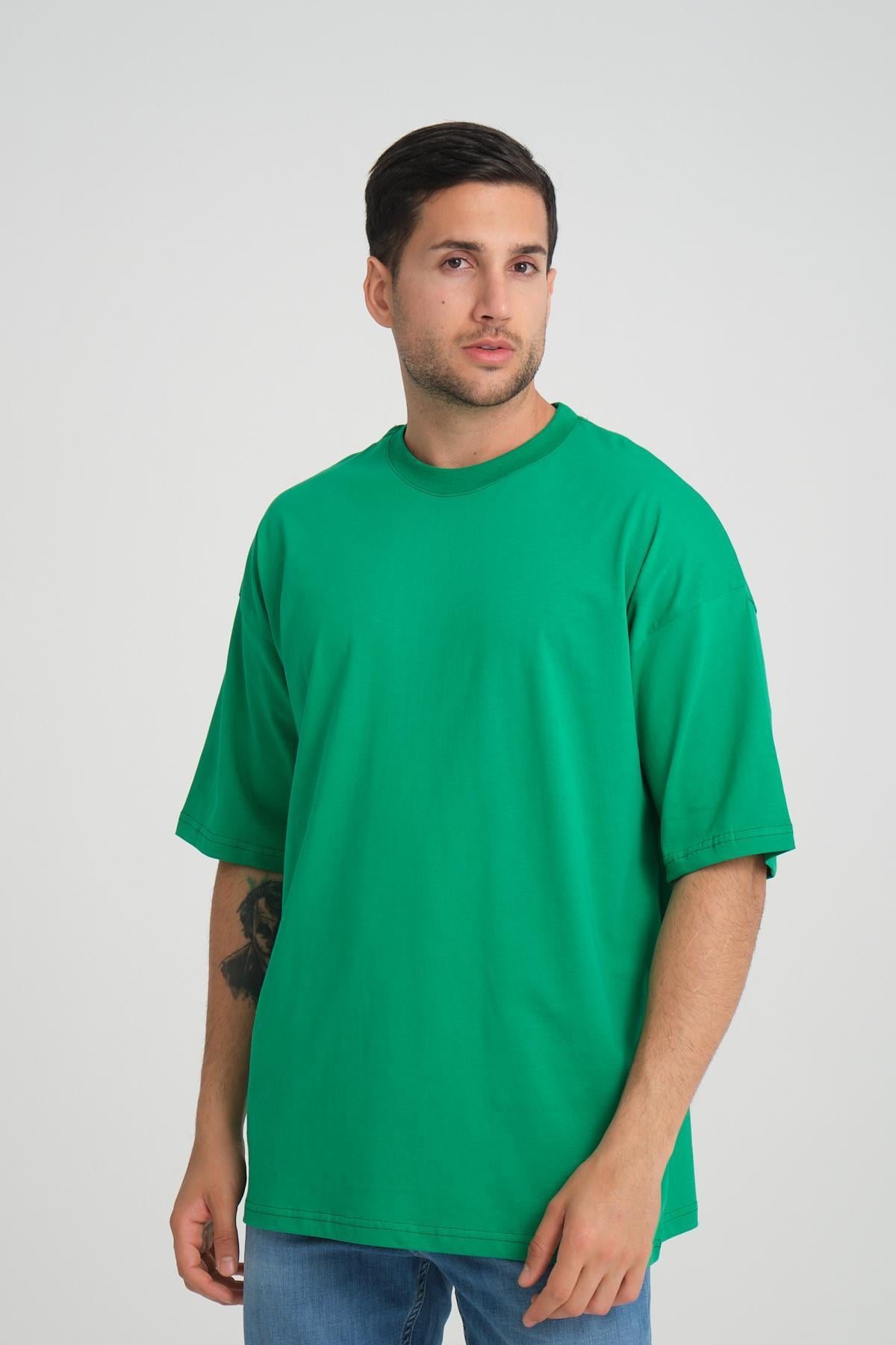 Men oversized basic t-shirt wholesale Green color 693928
