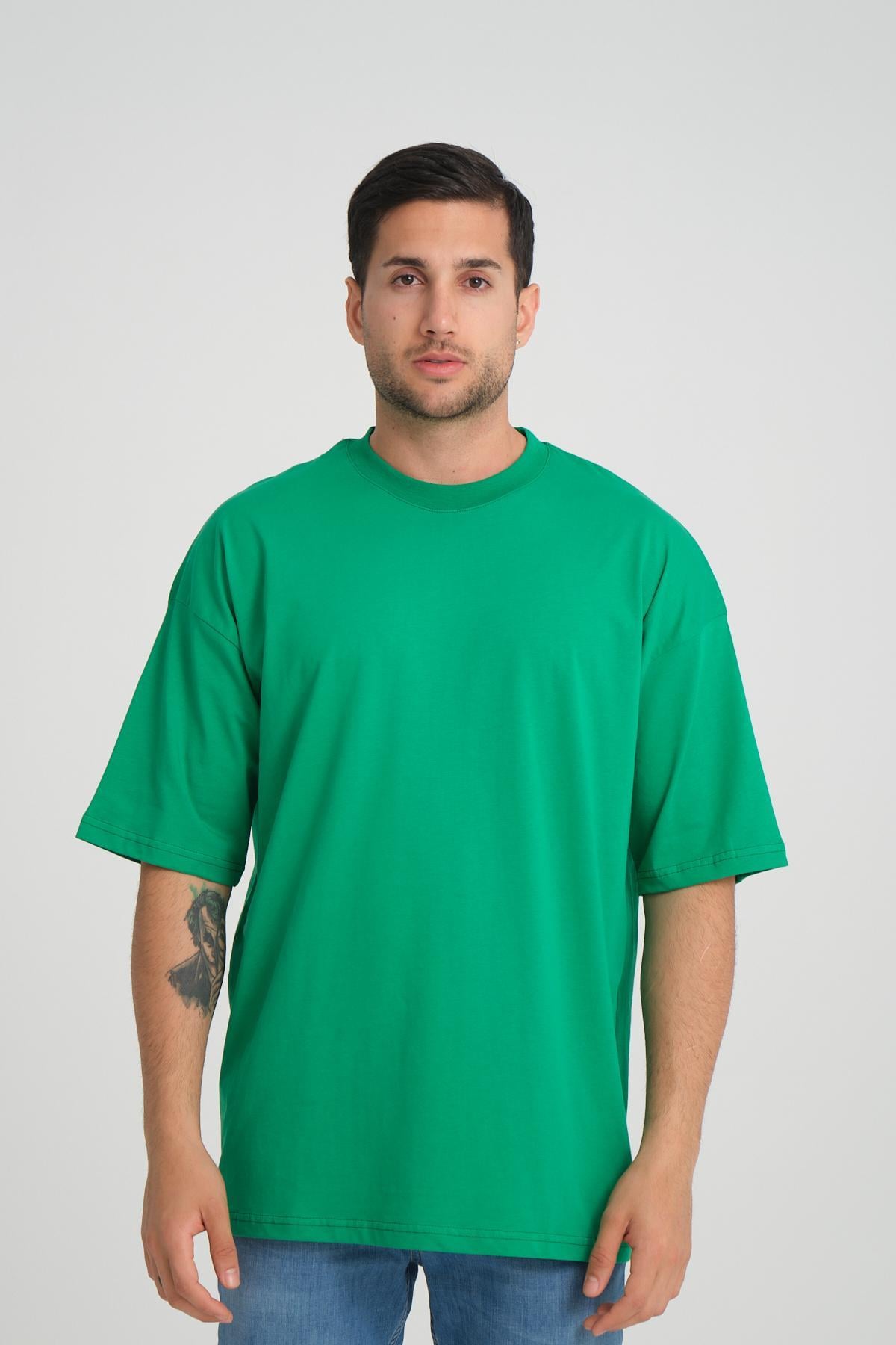 Men oversized basic t-shirt wholesale Green color 693928