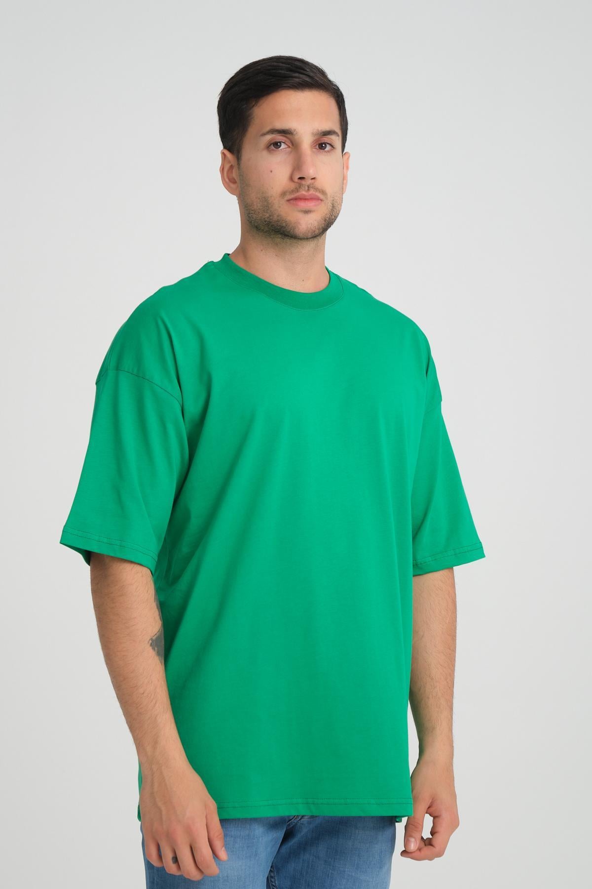 Men oversized basic t-shirt wholesale Green color 693928