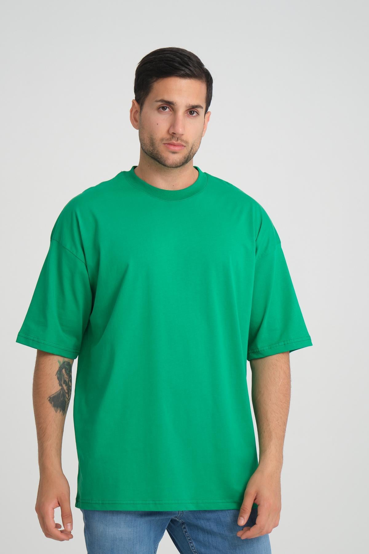 Men oversized basic t-shirt wholesale Green color 693928