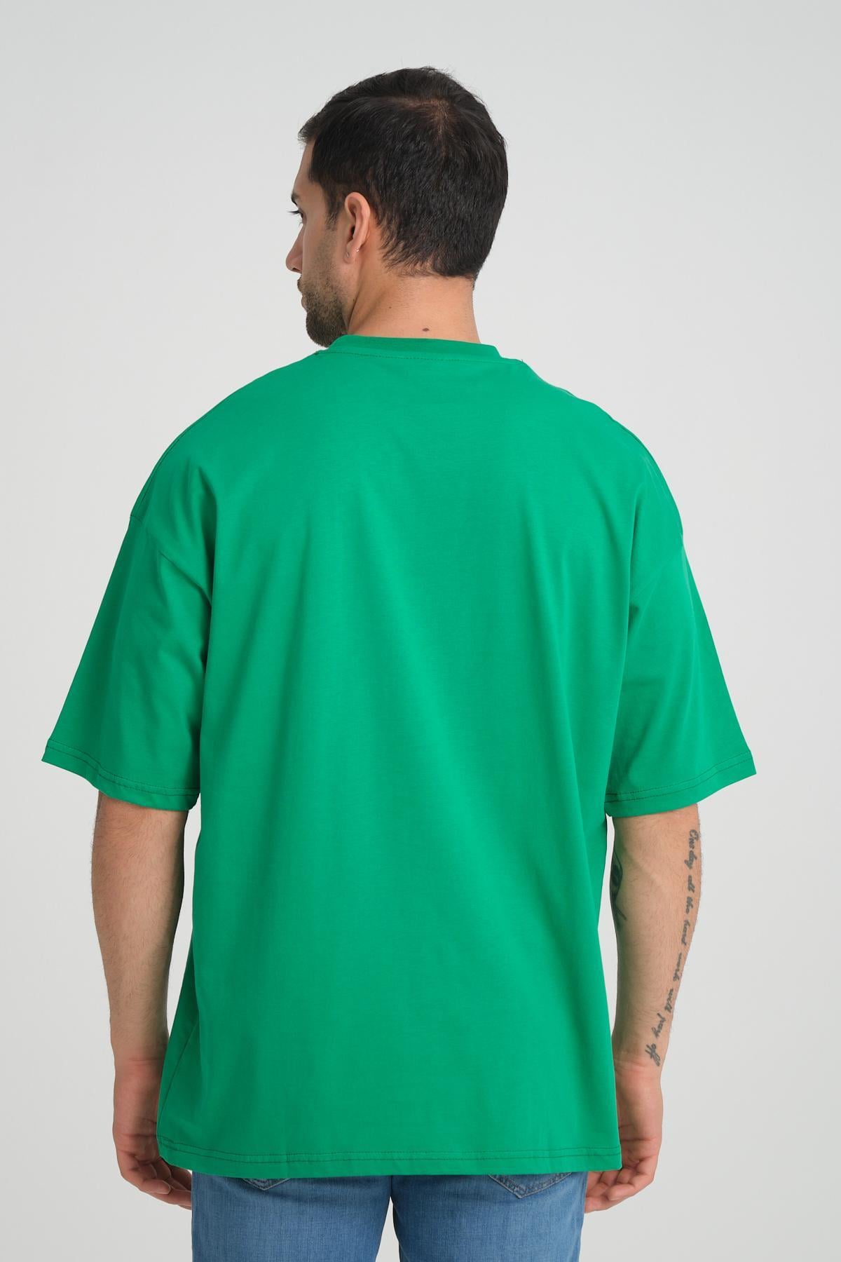 Men oversized basic t-shirt wholesale Green color 693928