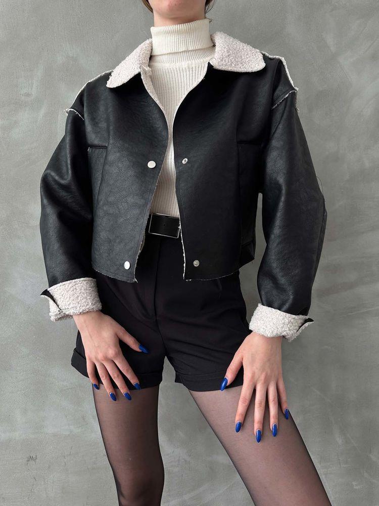 Nubuk Yakası Kürklü Toptan Mont - Siyah | TOPSHOW