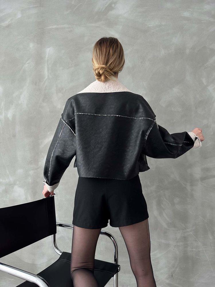 Nubuk Yakası Kürklü Toptan Mont - Siyah | TOPSHOW