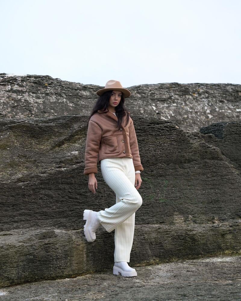 Nubuk Yakası Kürklü Toptan Mont - Vizon Vizon | TOPSHOW