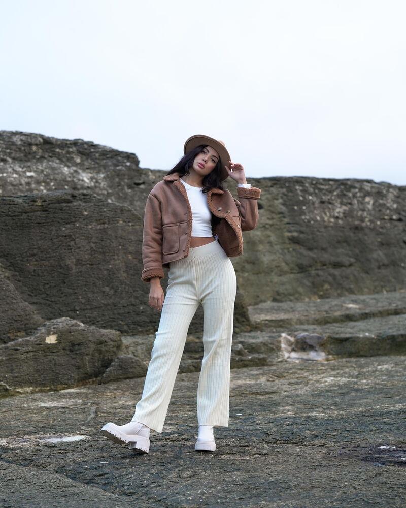 Nubuk Yakası Kürklü Toptan Mont - Vizon Vizon | TOPSHOW