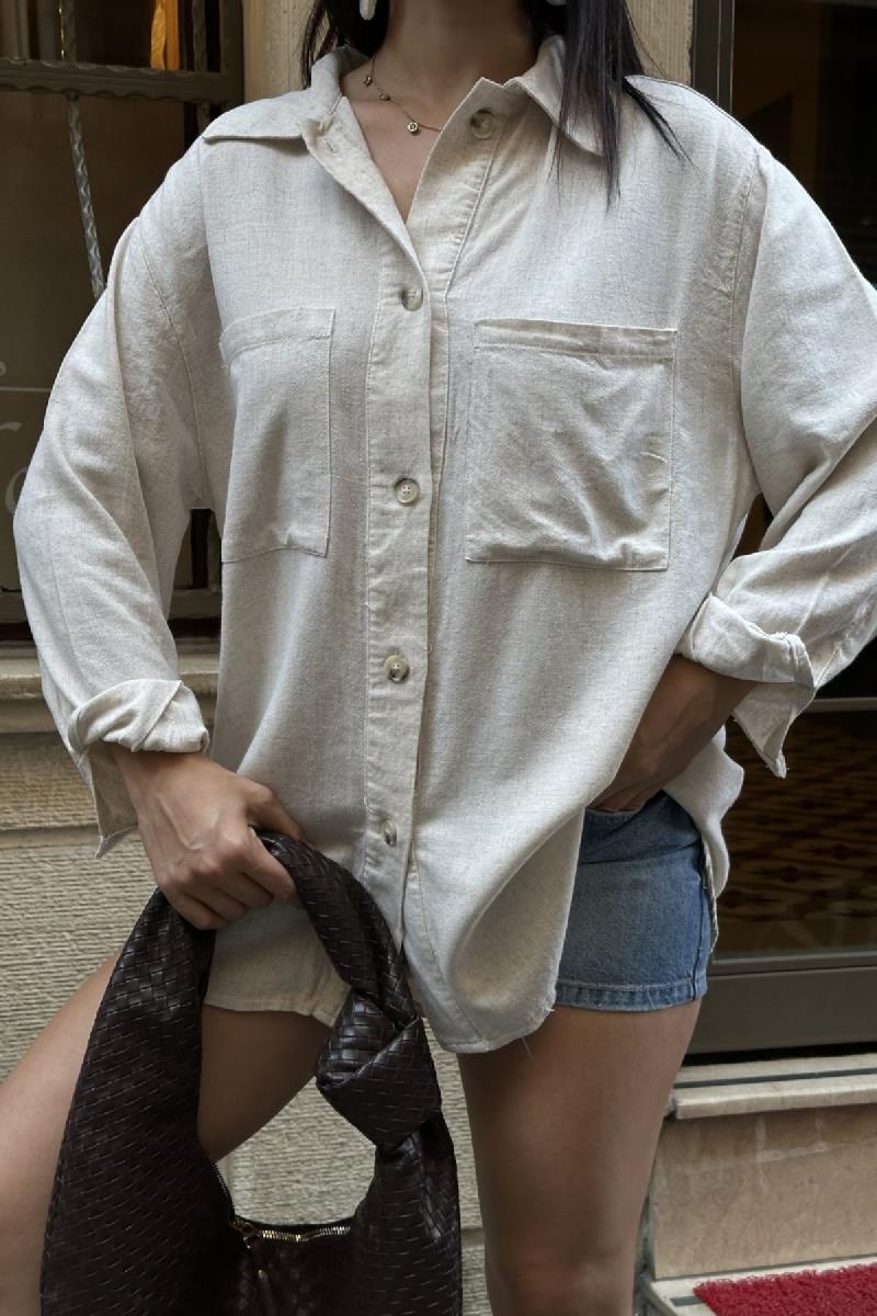 Oversize Düğmeli Gömlek 6207-80-(S+L+3)