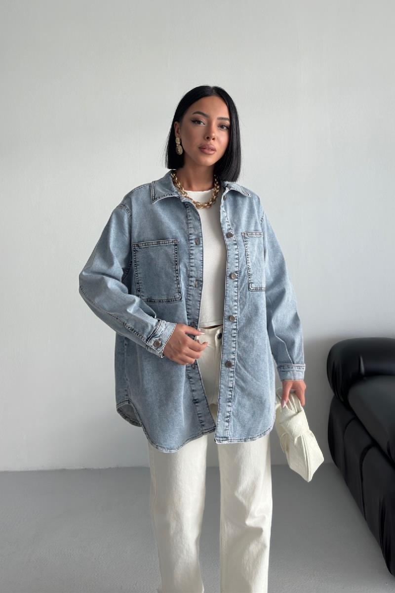Oversize Kot Gömlek 6090-08-(S+L+3)