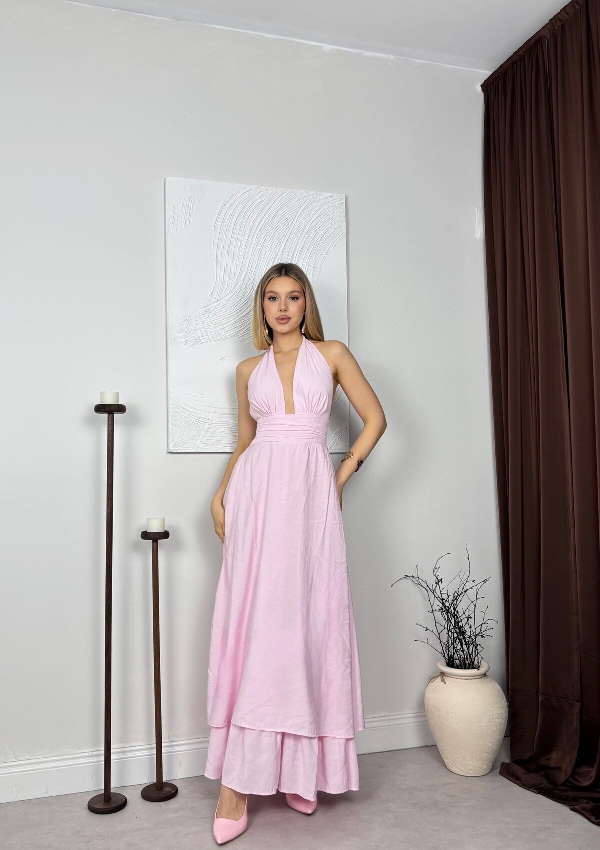 PEMBE 12013 ELBİSE