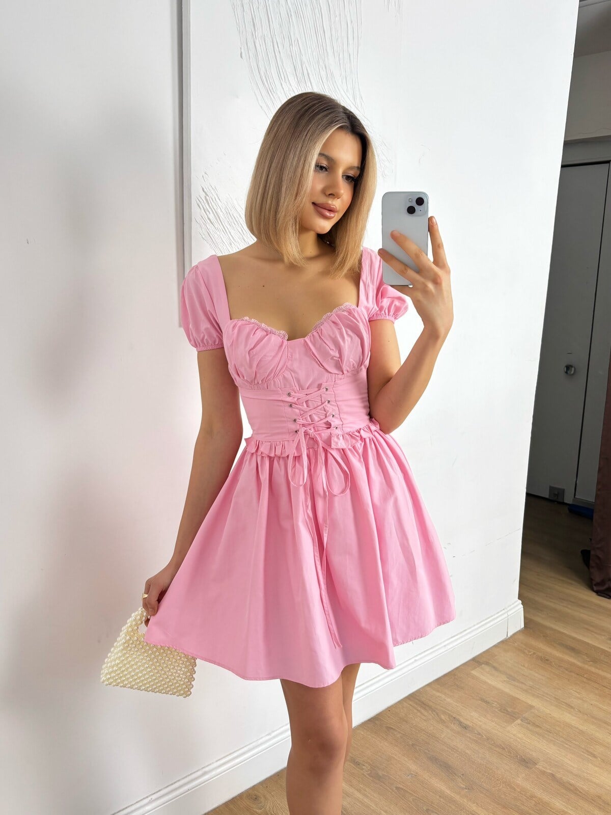 PEMBE 12045 ELBİSE