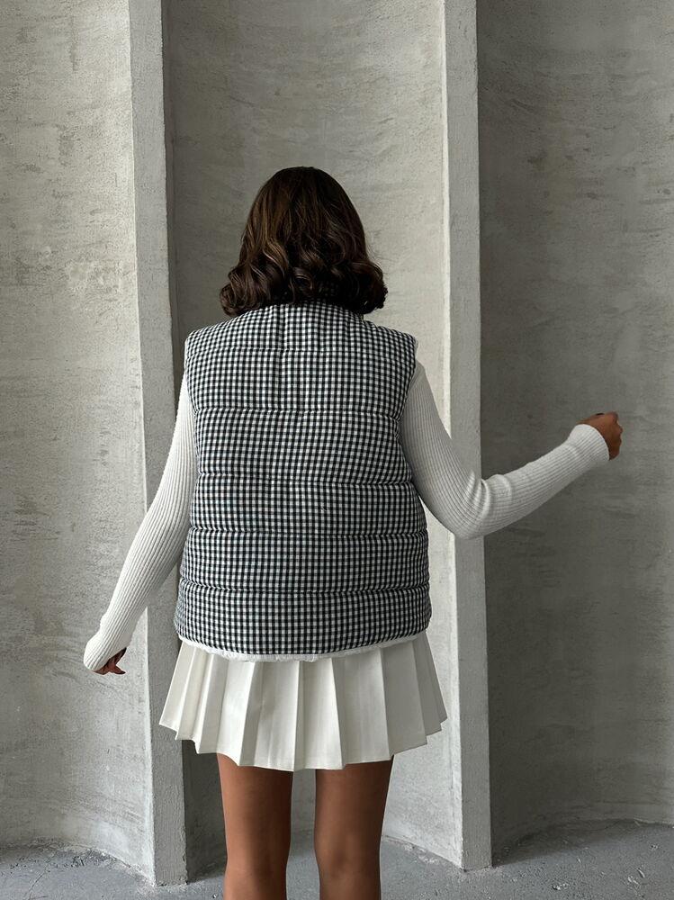 Pitikale Desen Elyaflı Sisme Toptan Yelek - Siyah | TOPSHOW