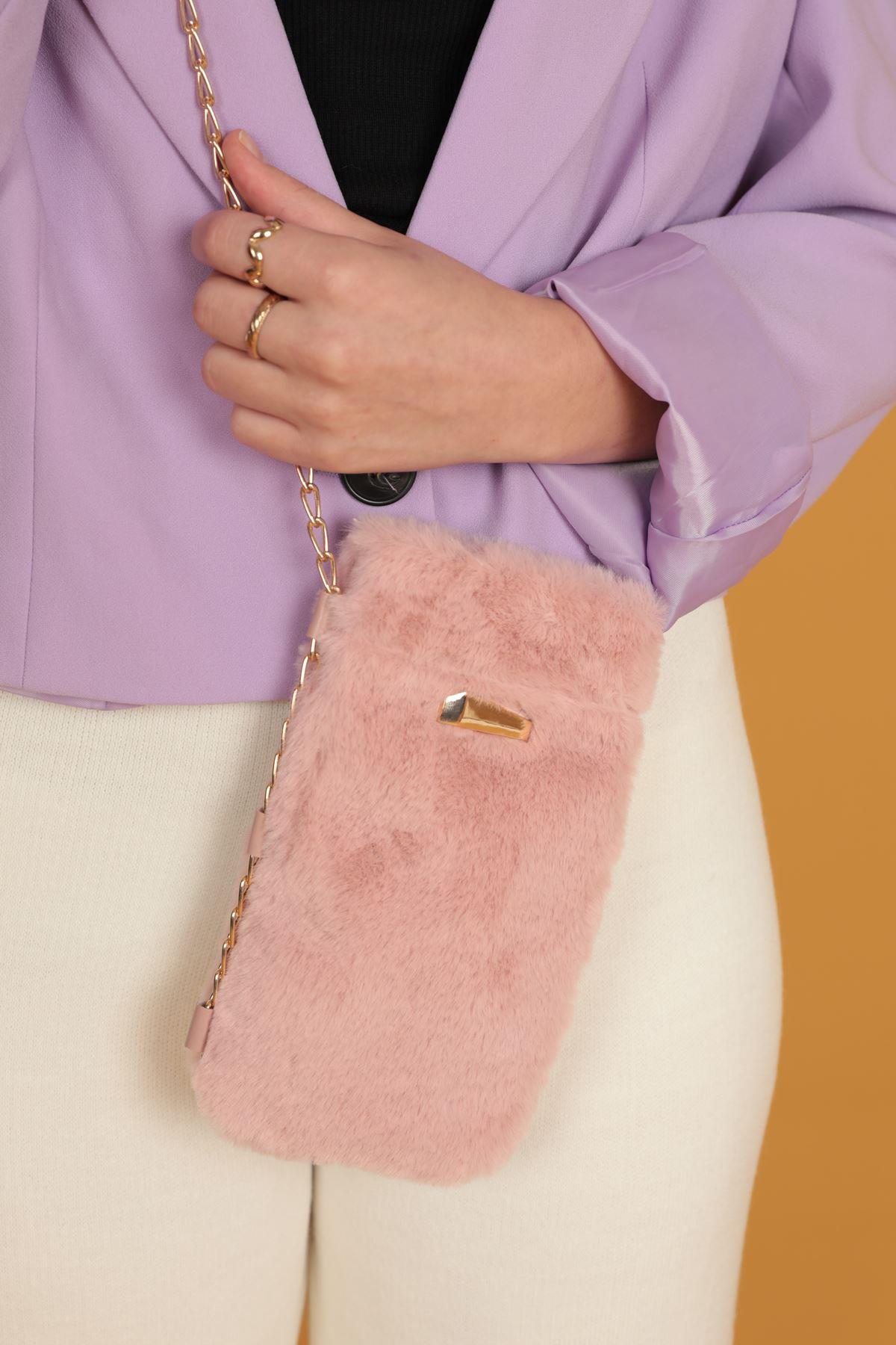 Plush Women's Snap Crossbody Bag-Light Pink