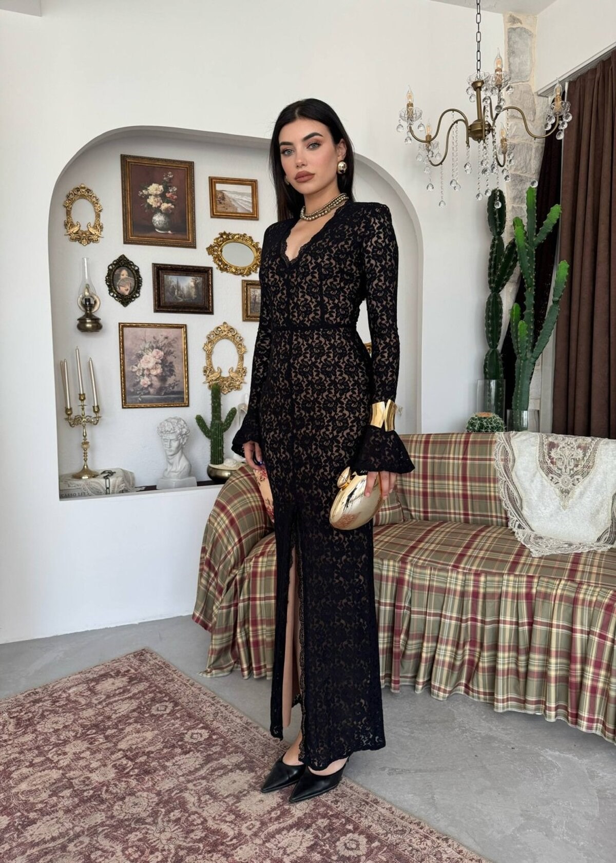 Ruyon Dress with Slit Detail