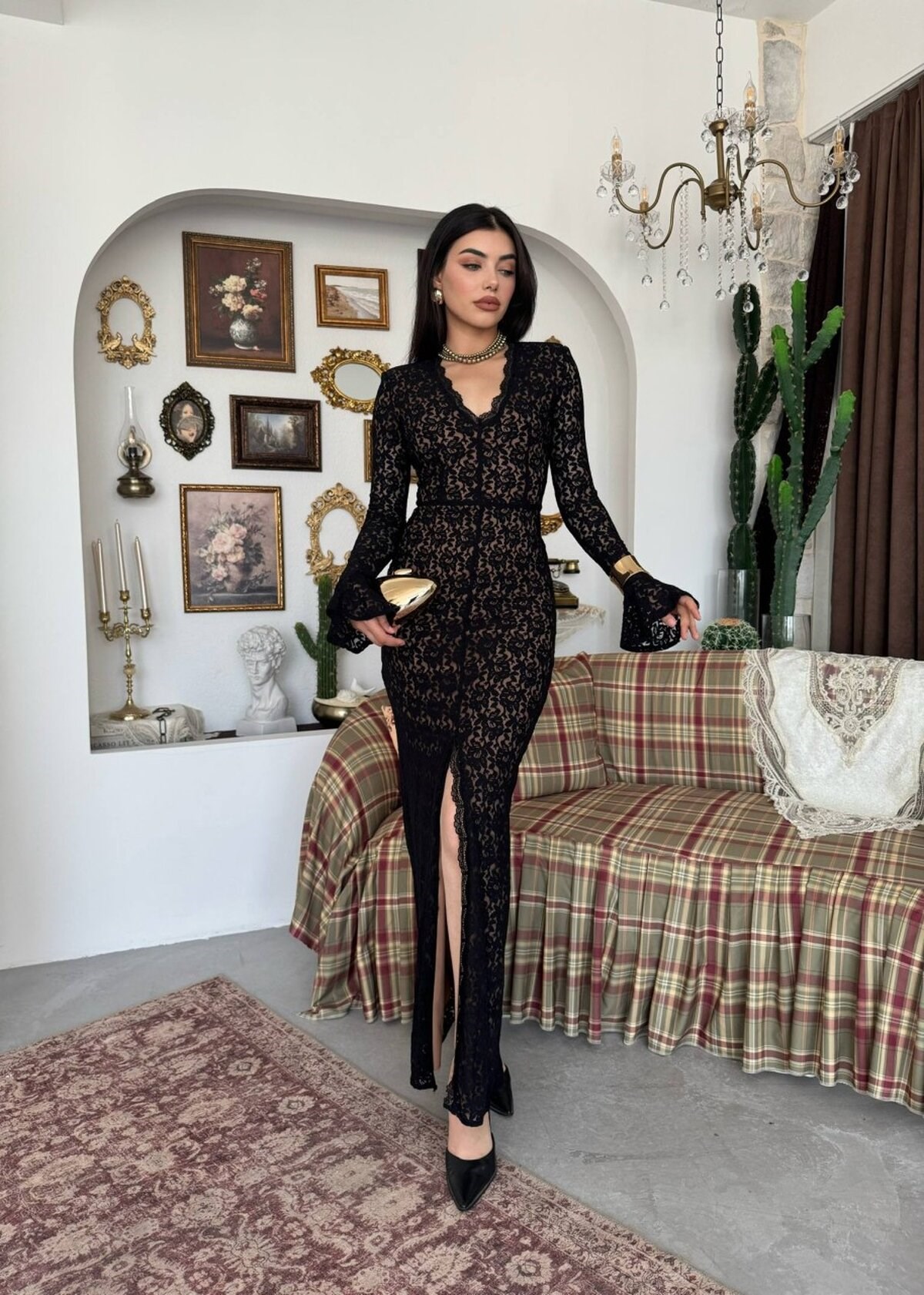 Ruyon Dress with Slit Detail