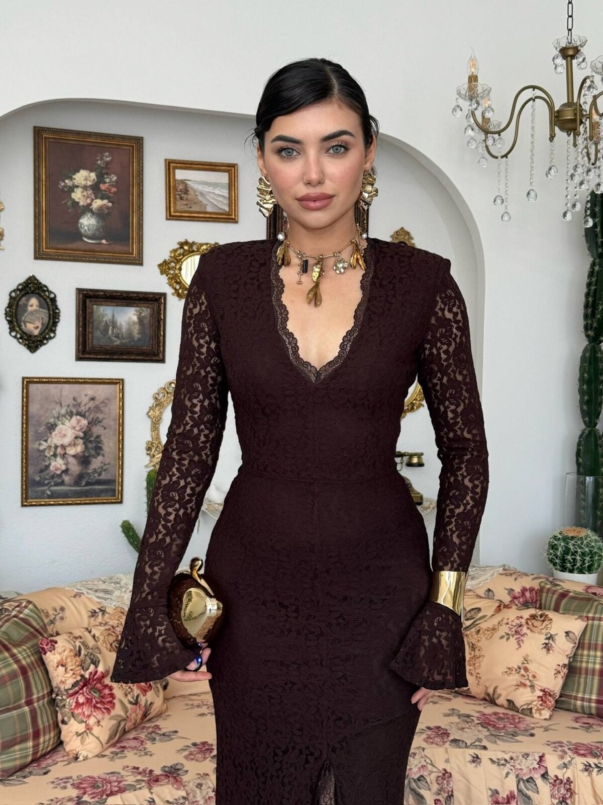 Ruyon Dress with Slit Detail