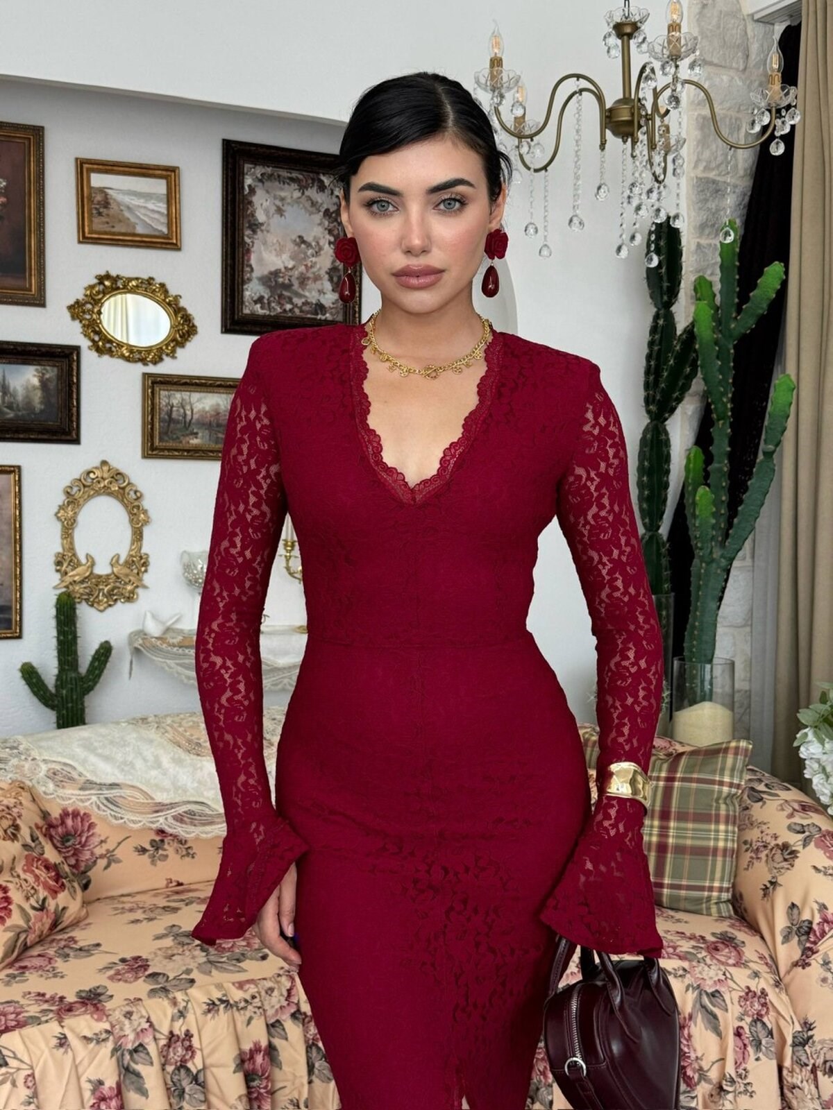 Ruyon Dress with Slit Detail