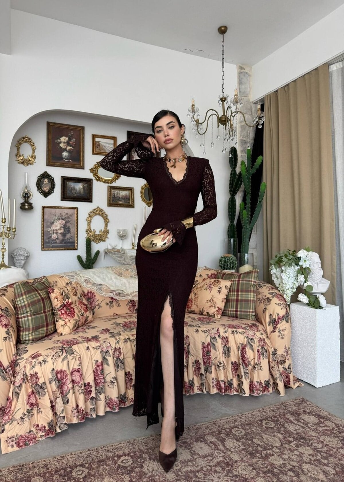 Ruyon Dress with Slit Detail