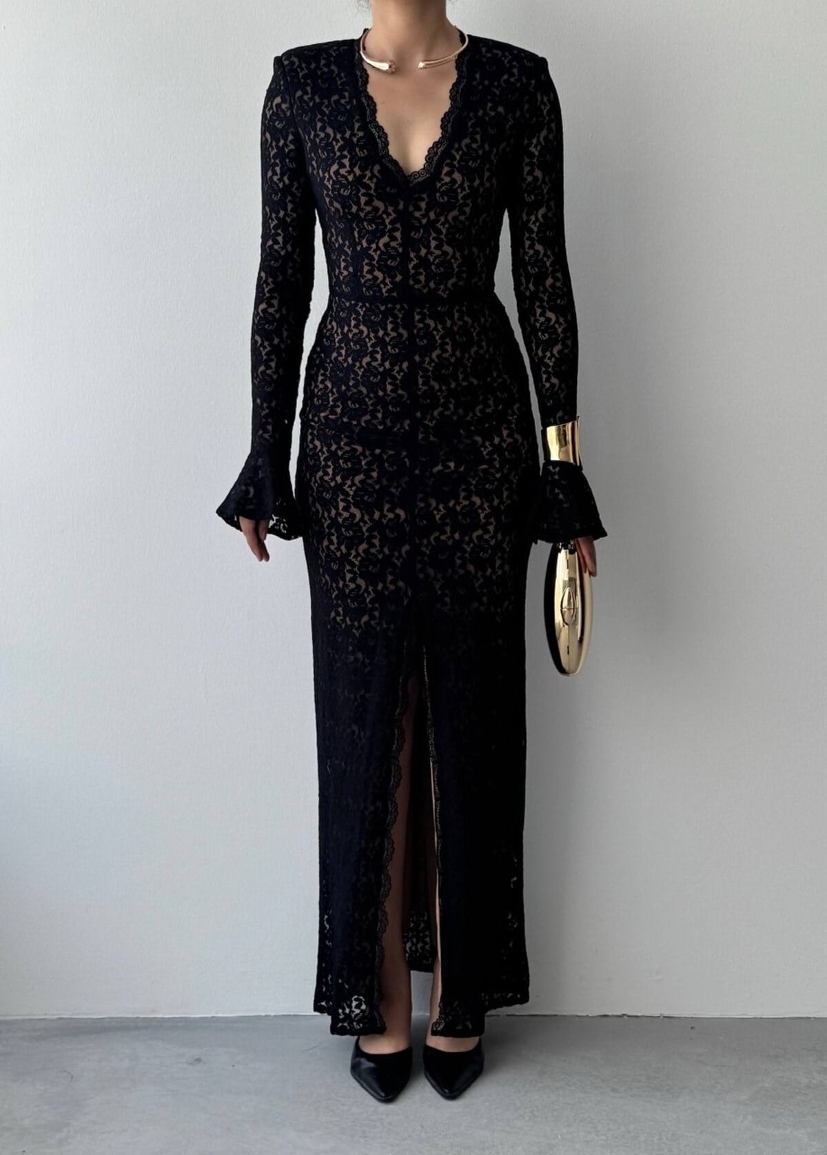 Ruyon Dress with Slit Detail