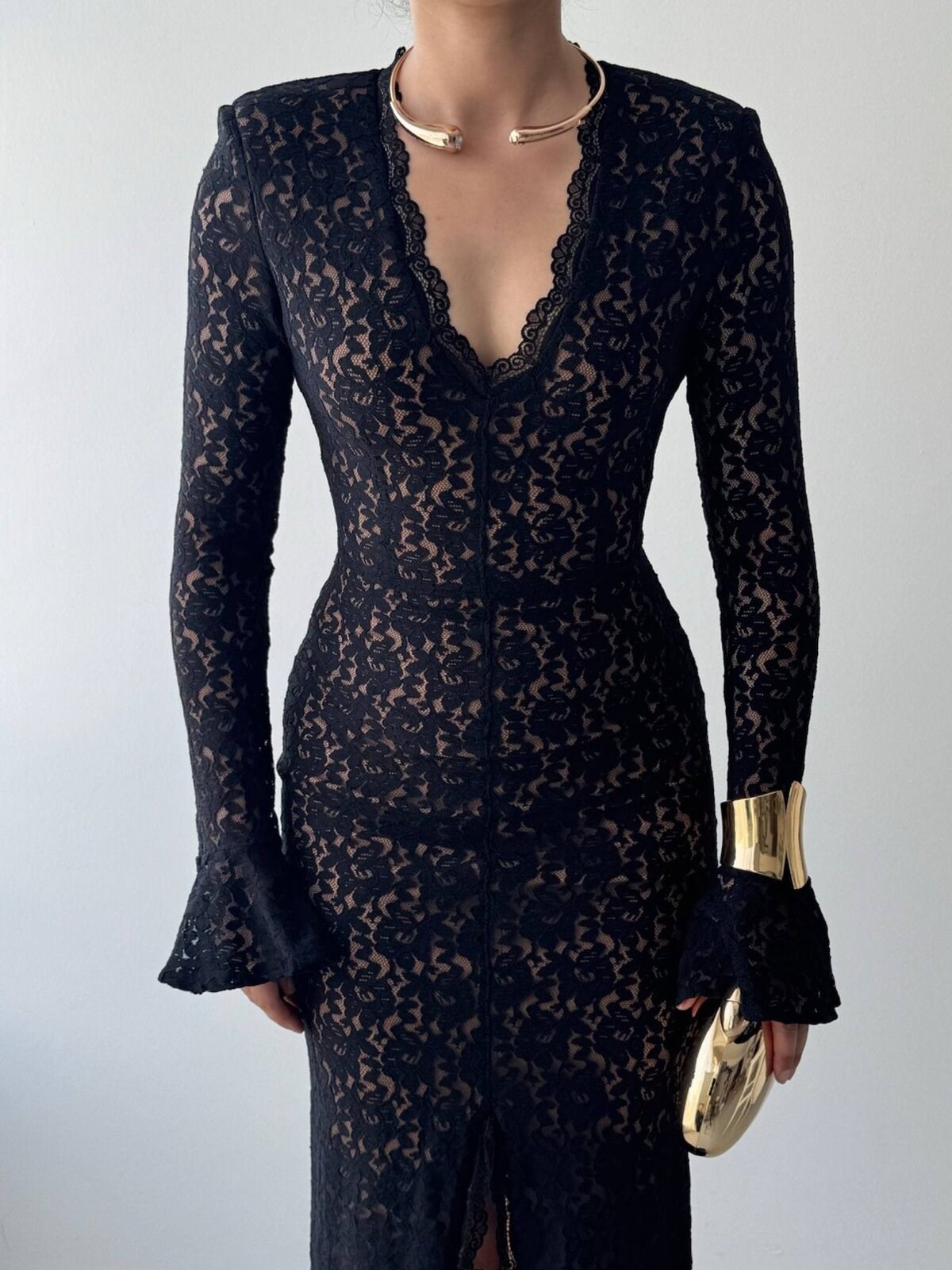 Ruyon Dress with Slit Detail