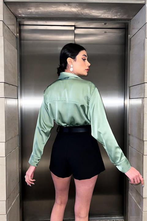 Saten Gömlek - Mint