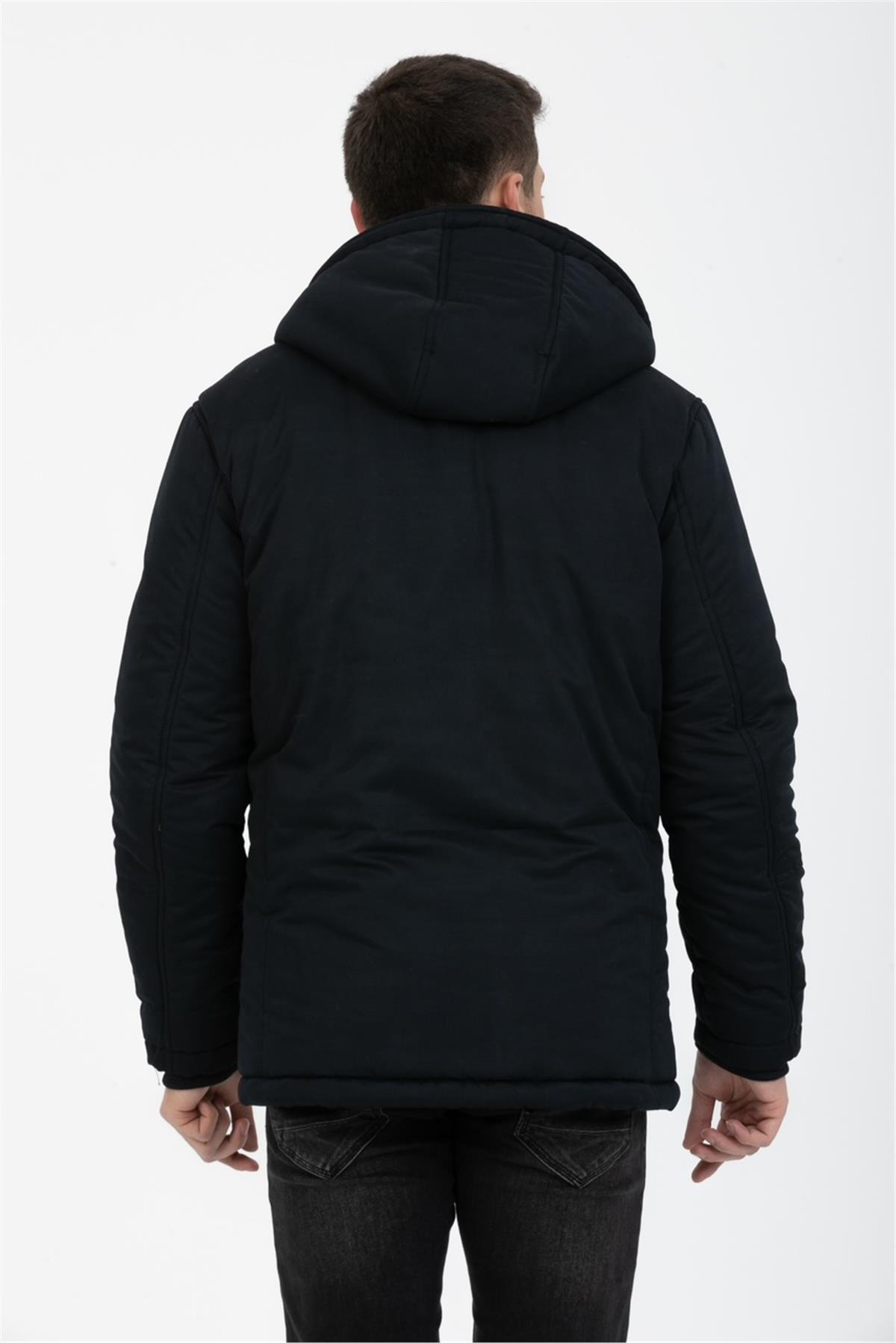 Wholesale Black Polar Lined Hooded Jacket 3517S