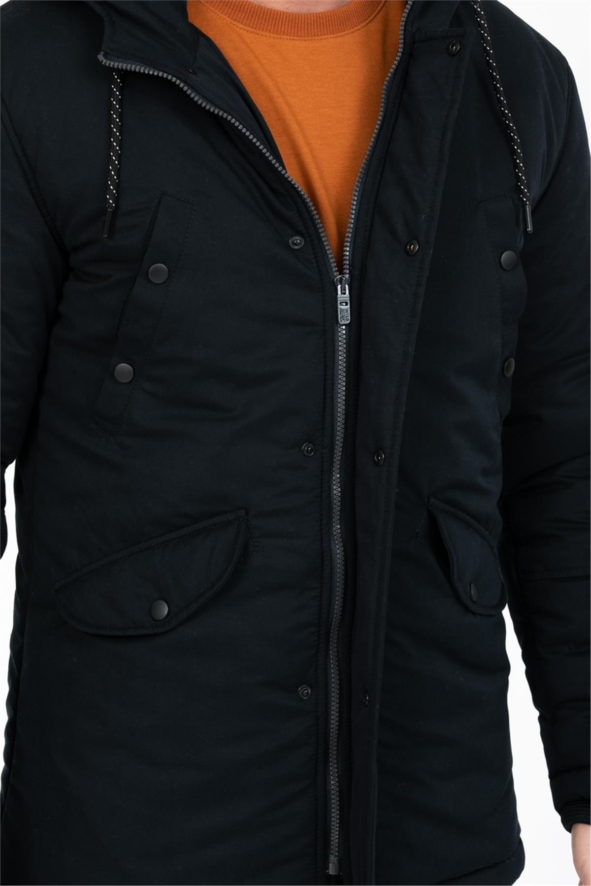 Wholesale Black Polar Lined Hooded Jacket 3517S