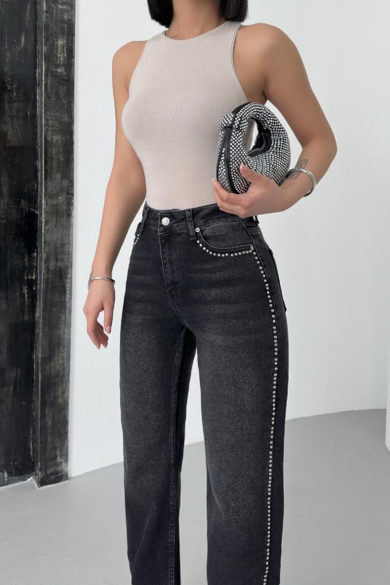 Taşlı Straight Kot Pantolon 7112-03-(26-31)