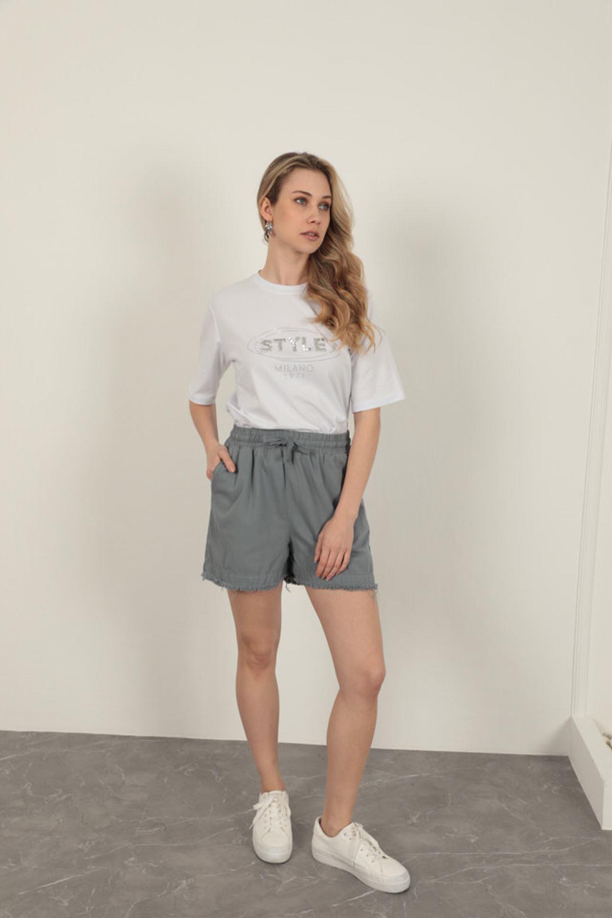 Tassel Women's Shorts-Grey