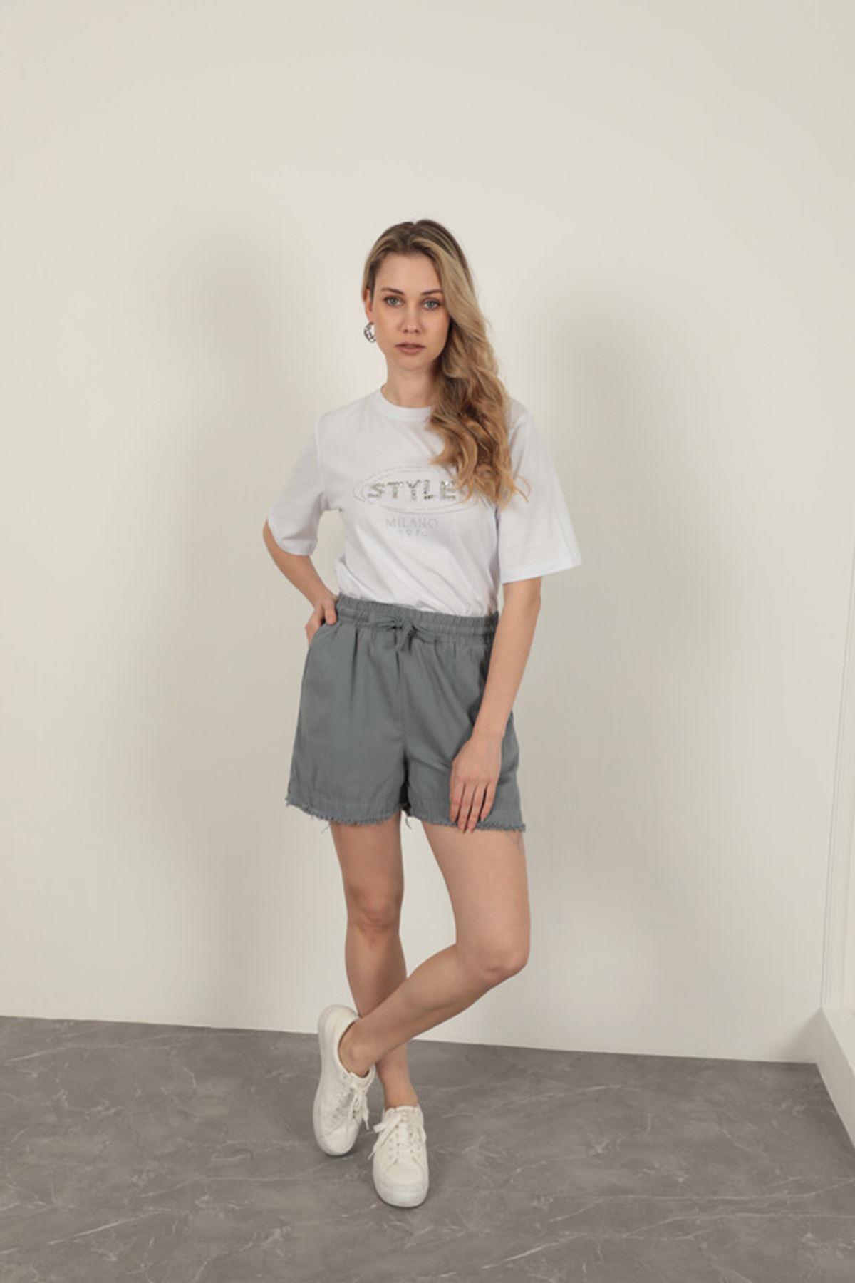 Tassel Women's Shorts-Grey
