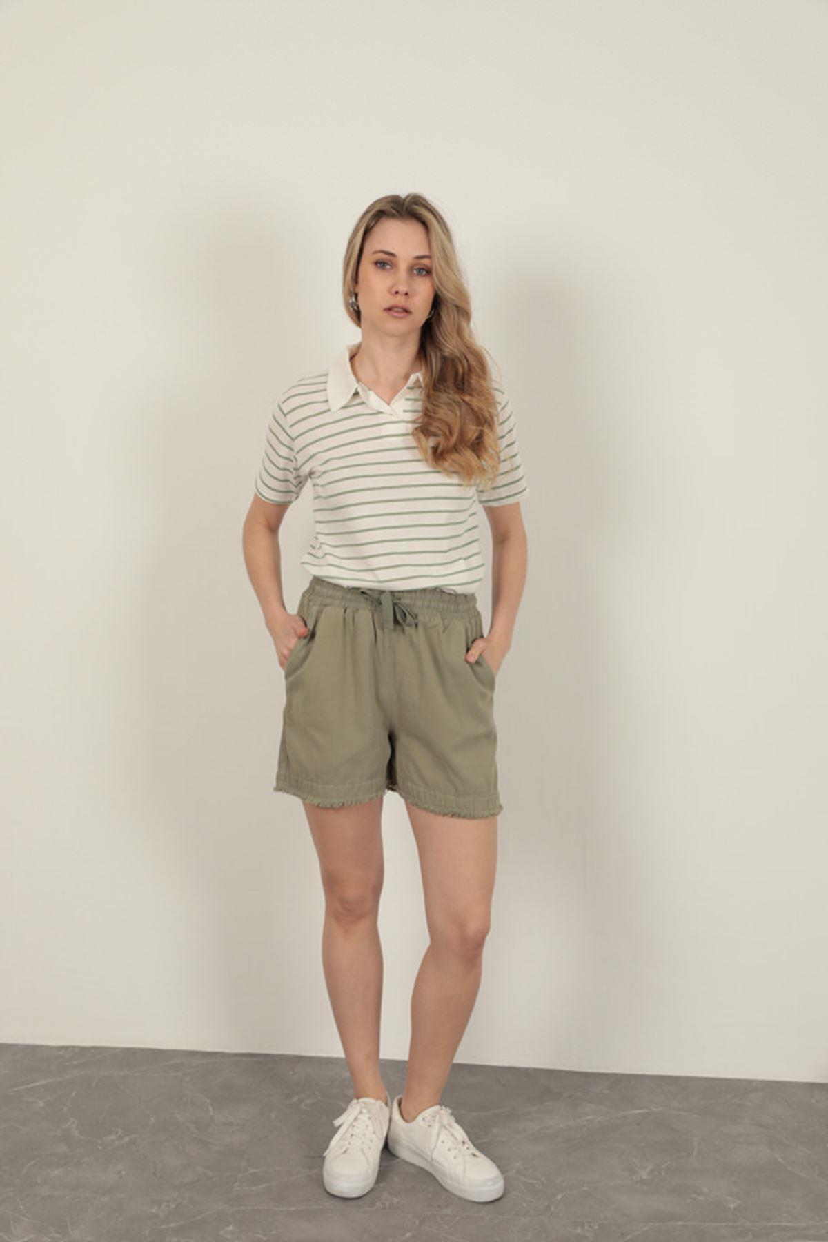 Tassel Women's Shorts-Khaki