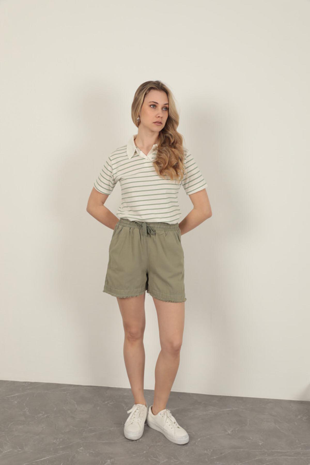 Tassel Women's Shorts-Khaki