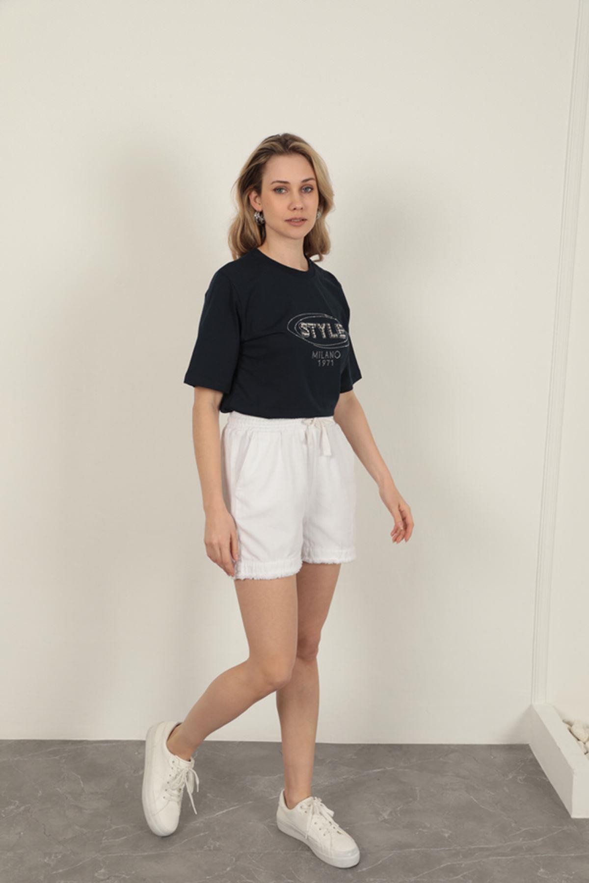 Tassel Women's Shorts-White