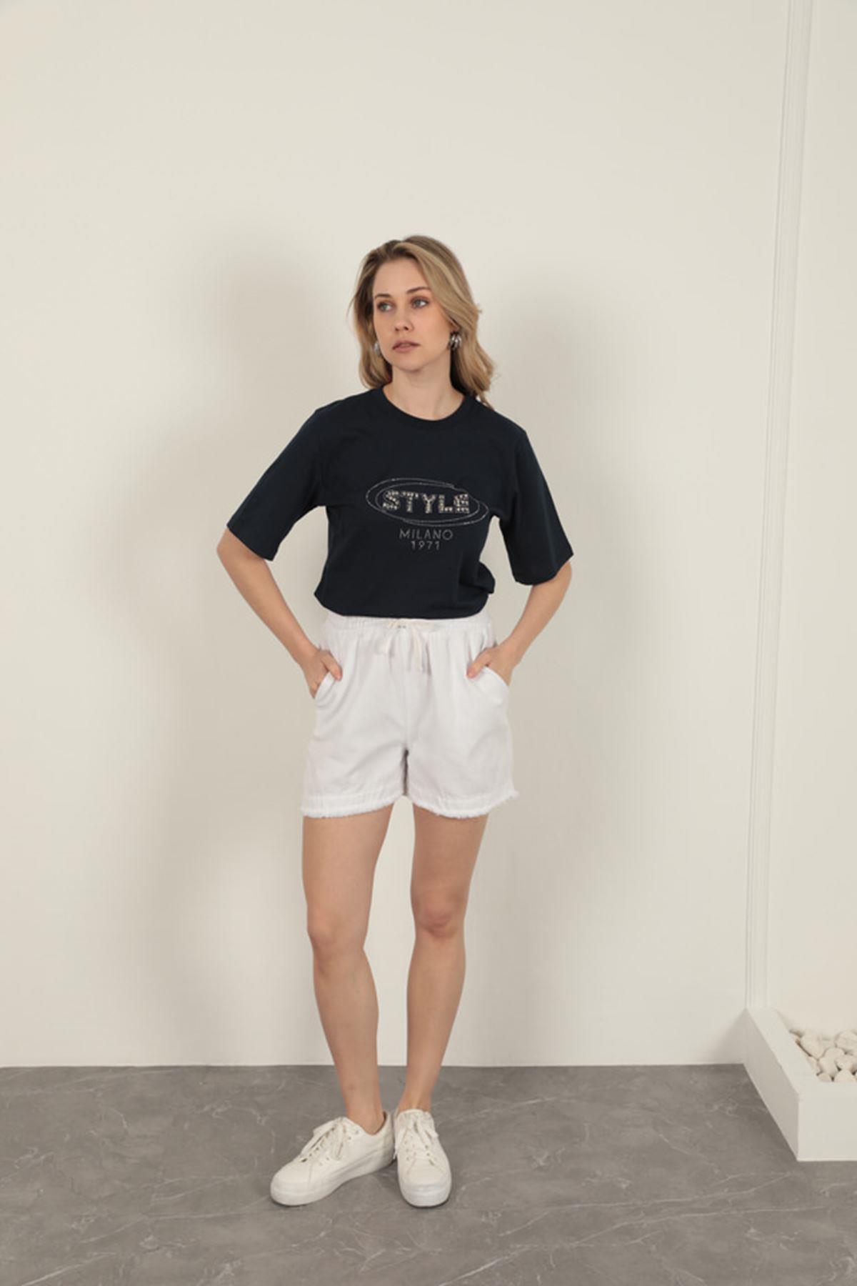 Tassel Women's Shorts-White