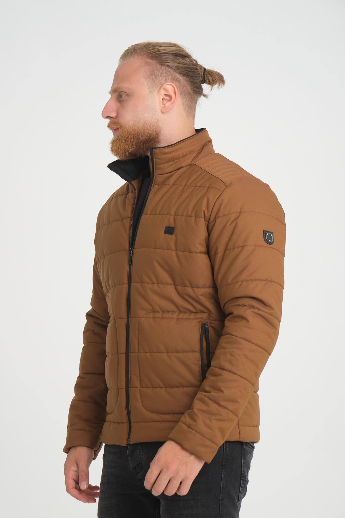 Wholesale Khaki Ripstop Stand Collar Waterproof Jacket 3084T