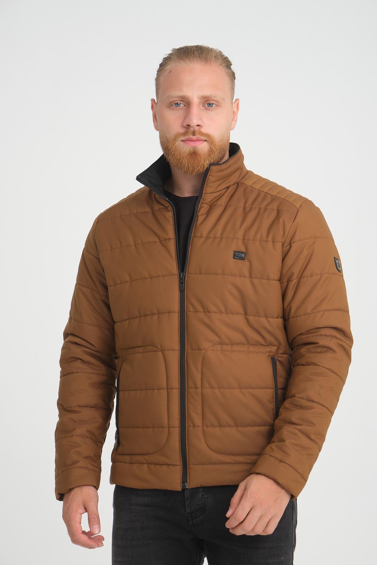 Wholesale Khaki Ripstop Stand Collar Waterproof Jacket 3084T