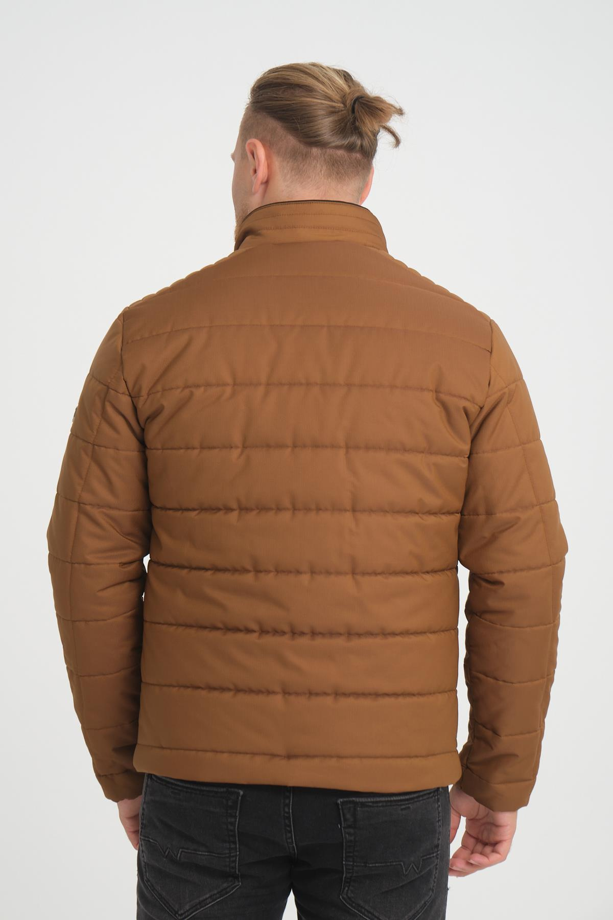 Wholesale Khaki Ripstop Stand Collar Waterproof Jacket 3084T