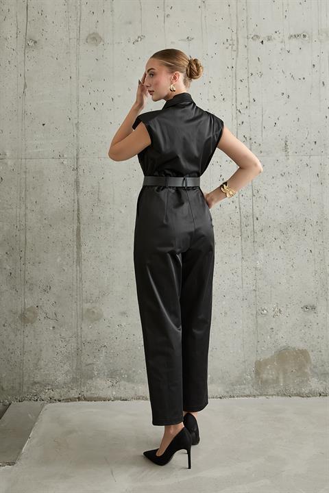 Vatkalı Kemerli Tulum - Siyah