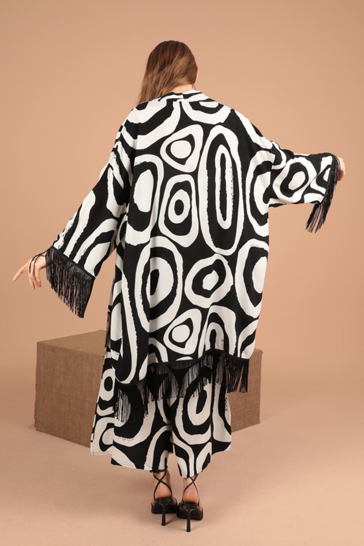 Viscose Fabric Geometric Pattern Women's Suit-Black