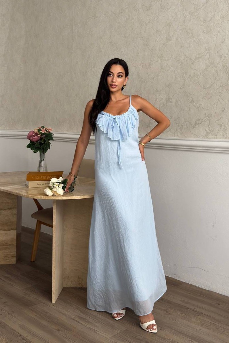 Wholesale Baby Blue Chiffon Maxi Dress 0034-3172