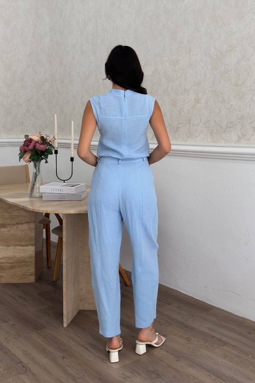 Wholesale Baby Blue Muslin Two-Piece Set 0034-3176