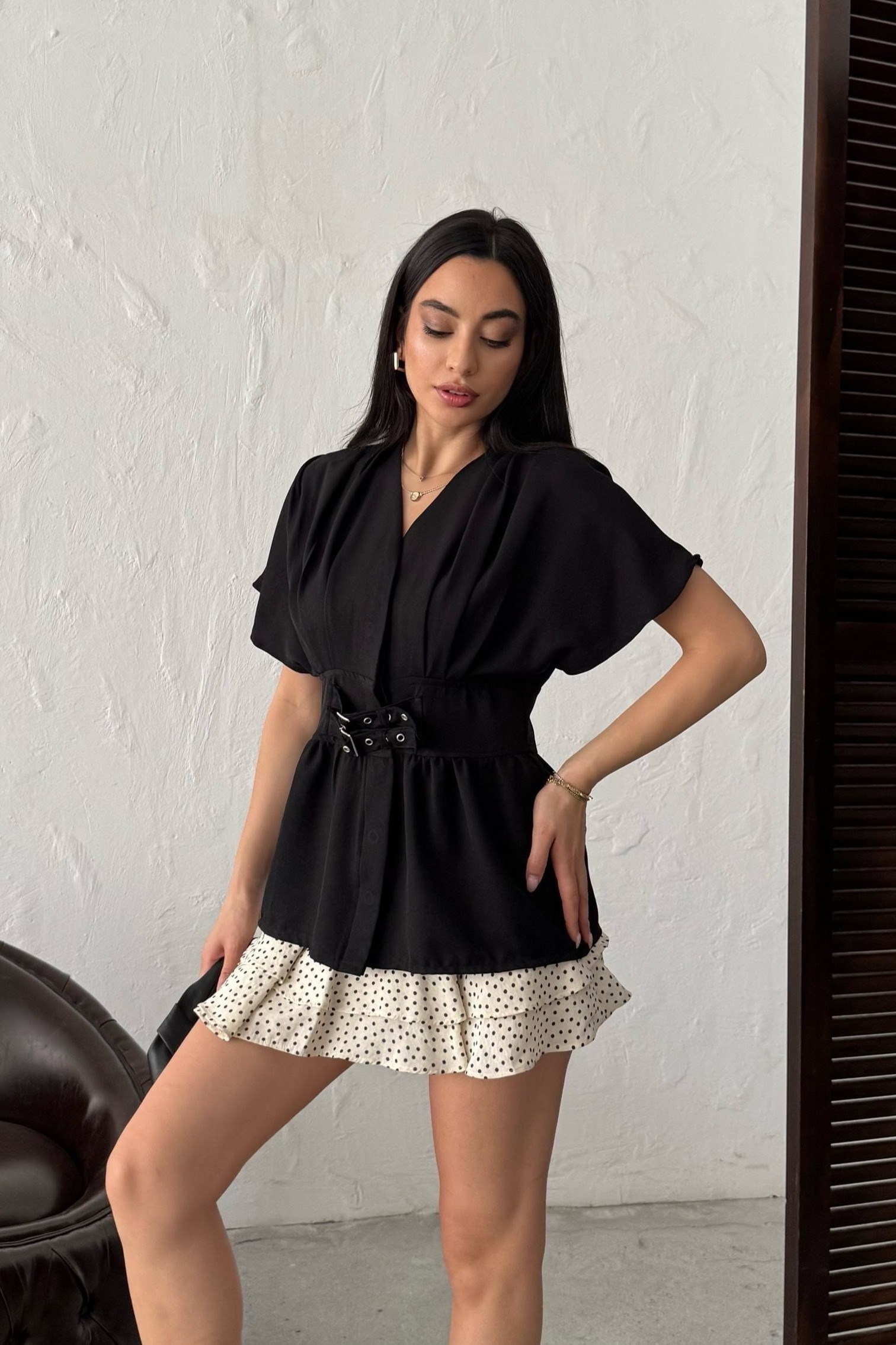 Wholesale Black Linen Two-Piece Suit 0034-3156